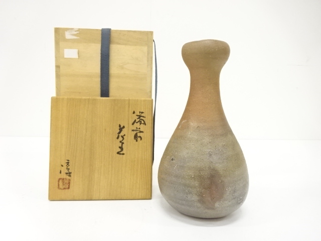 JAPANESE POTTERY / BIZEN WARE FLOWER VASE / ARTISAN WORK
